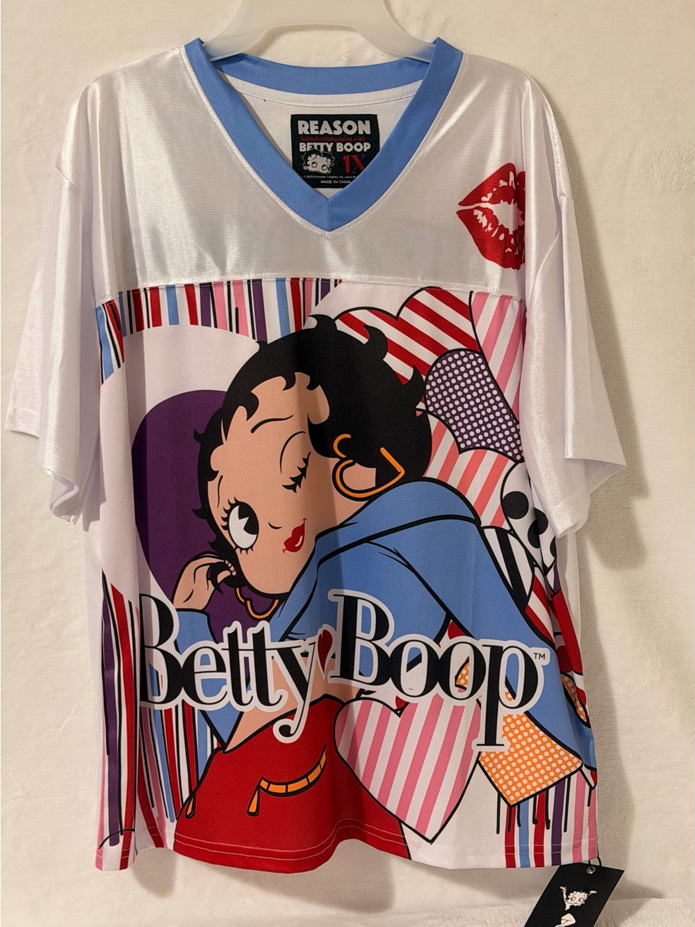 Betty Boop White, Blue & Red Graphic Tee
